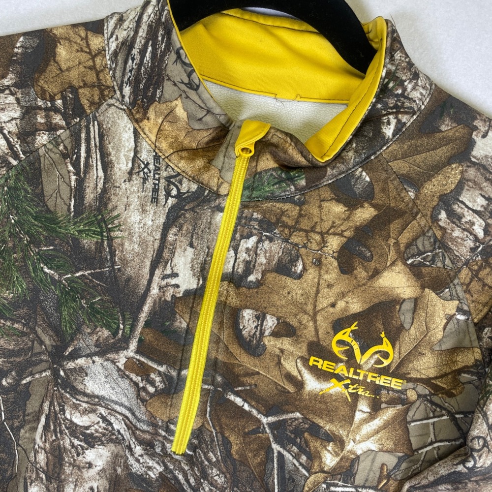 Realtree Xtra Camo 1/4  Zip Pullover Mens Large Fleece Lined Brown Waffle Knit